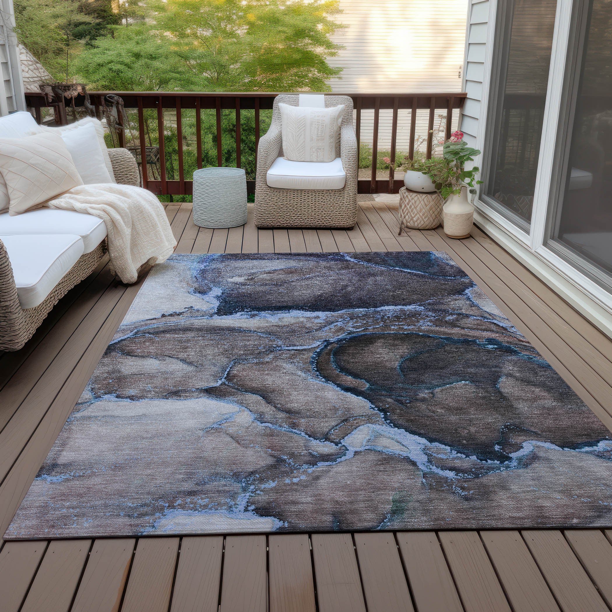 Stylish Peach Abstract Washable Non-Skid Runner Rug for Indoor/Outdoor Use