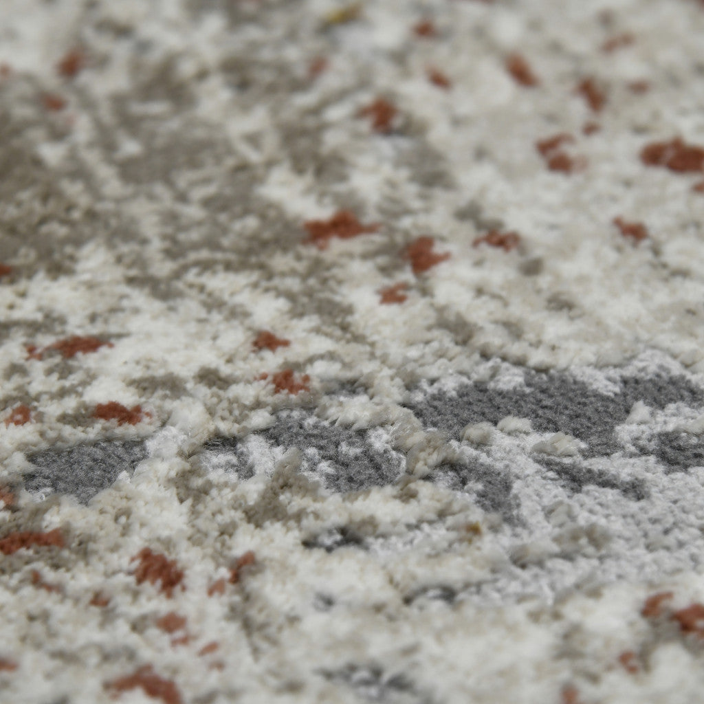 Stylish Ivory Gray and Gold Abstract Power Loom Area Rug for a Cozy Home