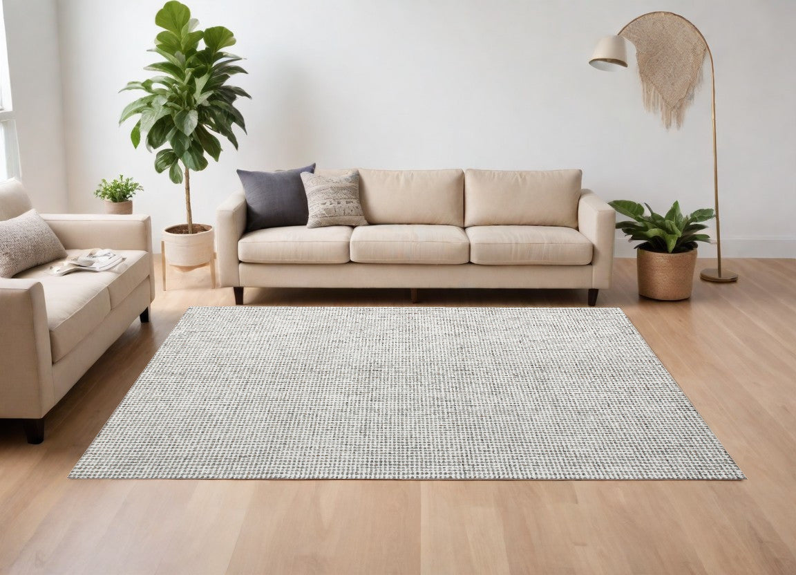 Handmade Blue and Ivory Wool Area Rug - Cozy, Stylish for Neutral Home Decor