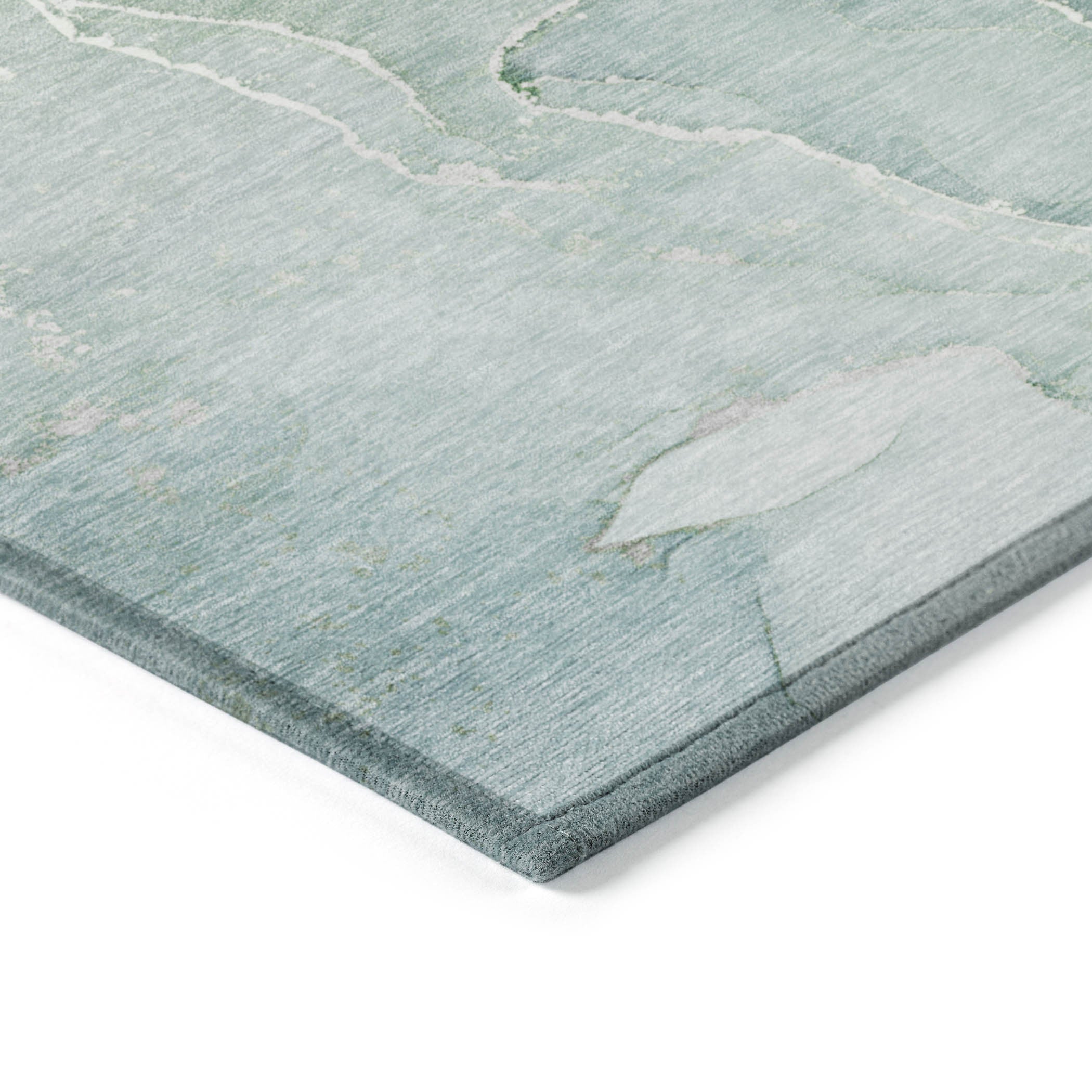 Stylish Washable & Stain-Resistant Green Abstract Indoor-Outdoor Runner Rug with Non-Skid Design