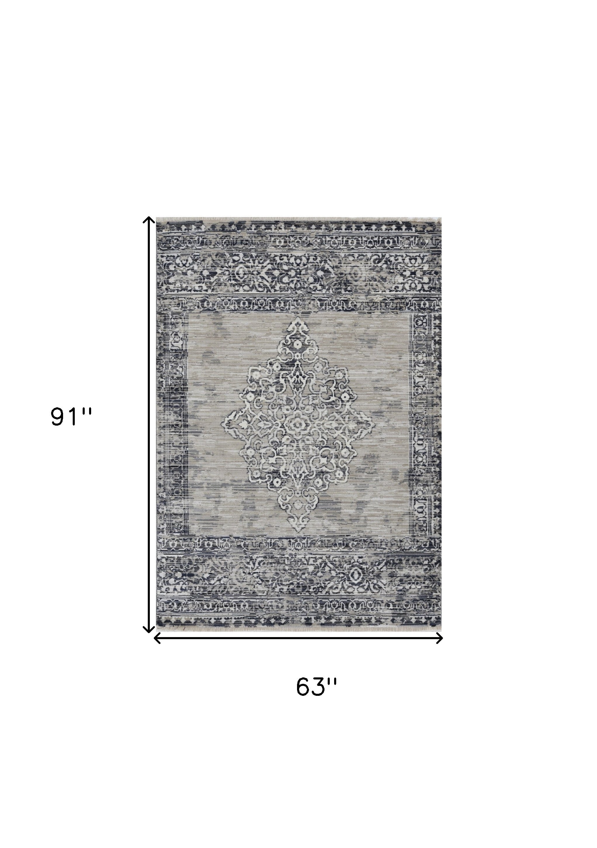 Stylish Charcoal and Gray Medallion Rectangle Area Rug for Cozy Home Decor
