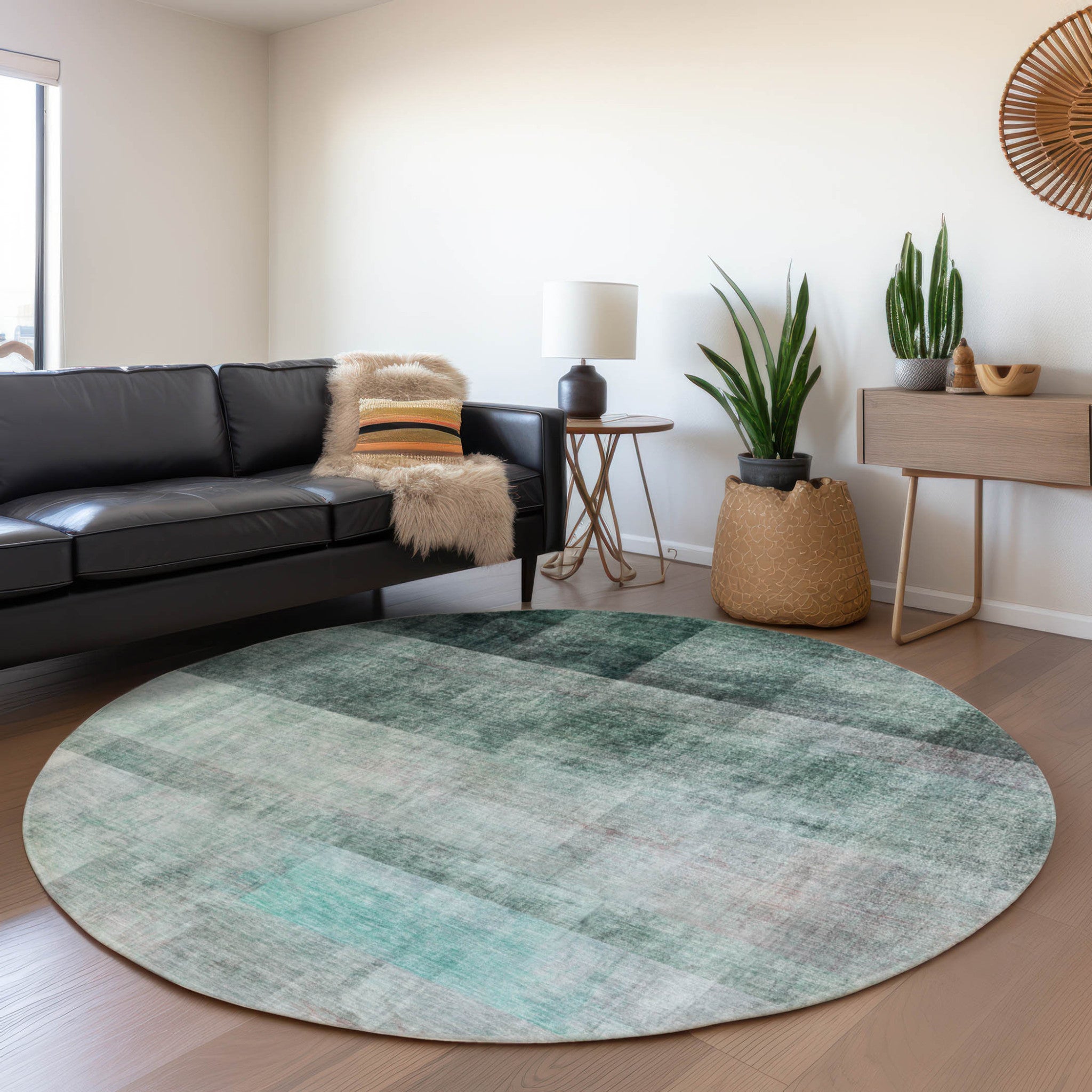 8-Foot Olive Green Ombre Stain-Resistant Indoor-Outdoor Runner Rug for Kids & Pets