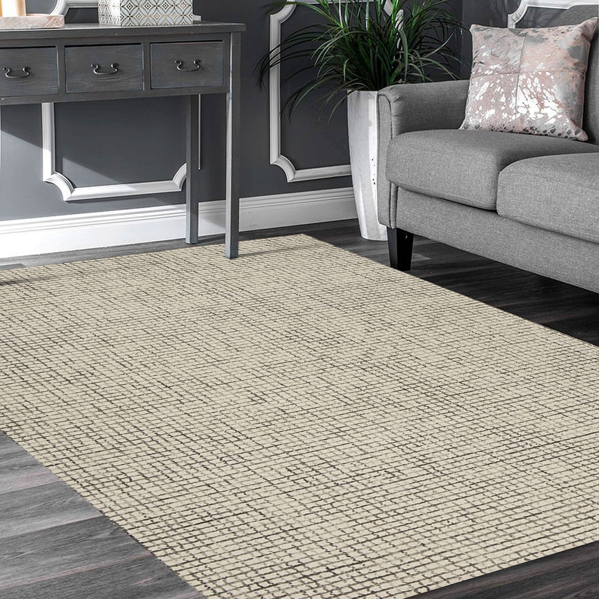 Unique Hand - Loomed Tan Wool Area Rug for Comfortable and Stylish Home Decor