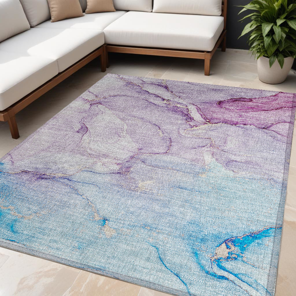 Stylish and Functional 8-Foot Abstract Washable Runner Rug for Indoor and Outdoor Use with Stain Resistant and Non-Skid Design