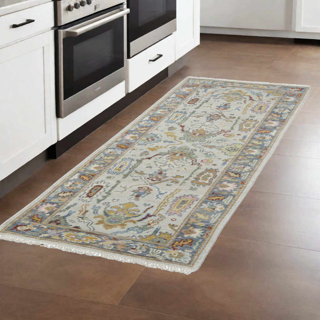 Stain-Resistant Hand-Knotted Gray, Gold & Fringed Wool Area Rug for Your Home