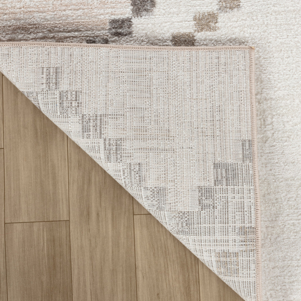 Stain-Resistant Distressed Abstract Polyester Area Rug for Family Spaces, Measuring 7 Feet by 10 Feet in Beige and Brown Tones