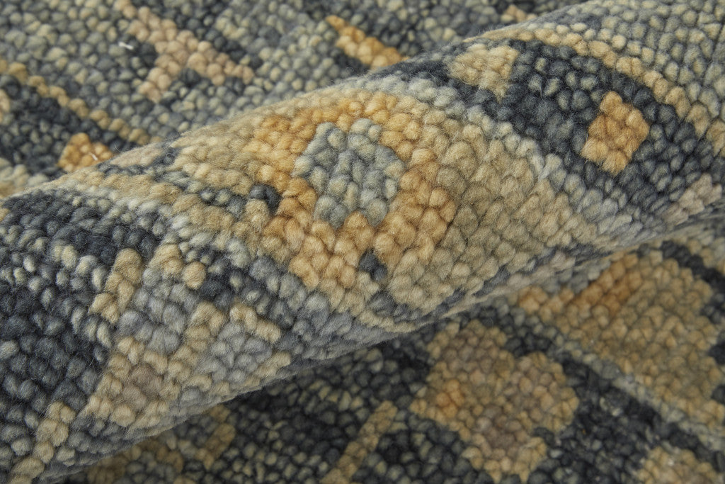 Stylish Hand - Knotted Blue - Gray & Tan Oriental Area Rug, Stain - Resistant & Unique
