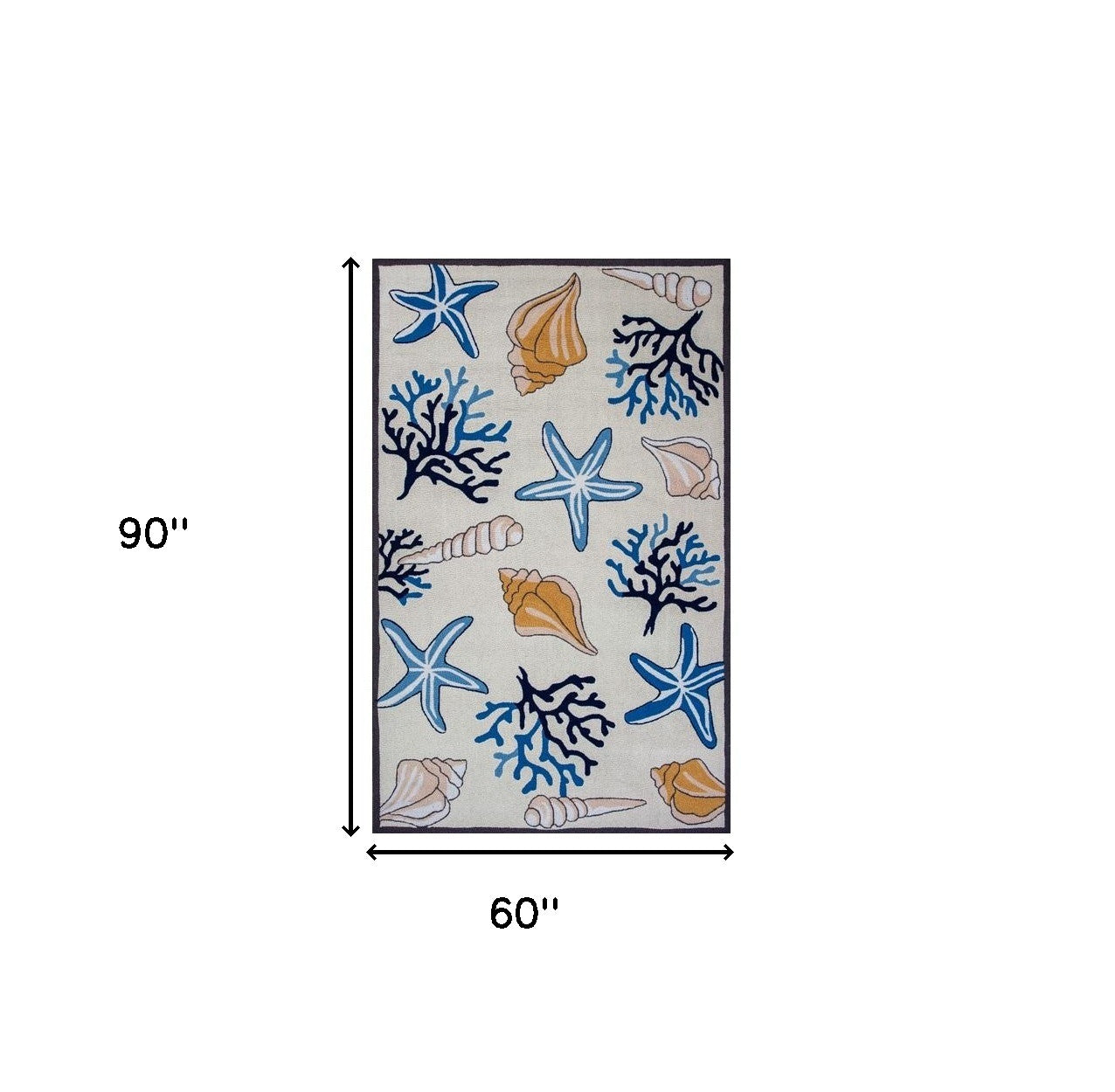 Stylish Hand-Hooked Ivory Polyester Seashore Runner Rug for Comfortable Home Decor