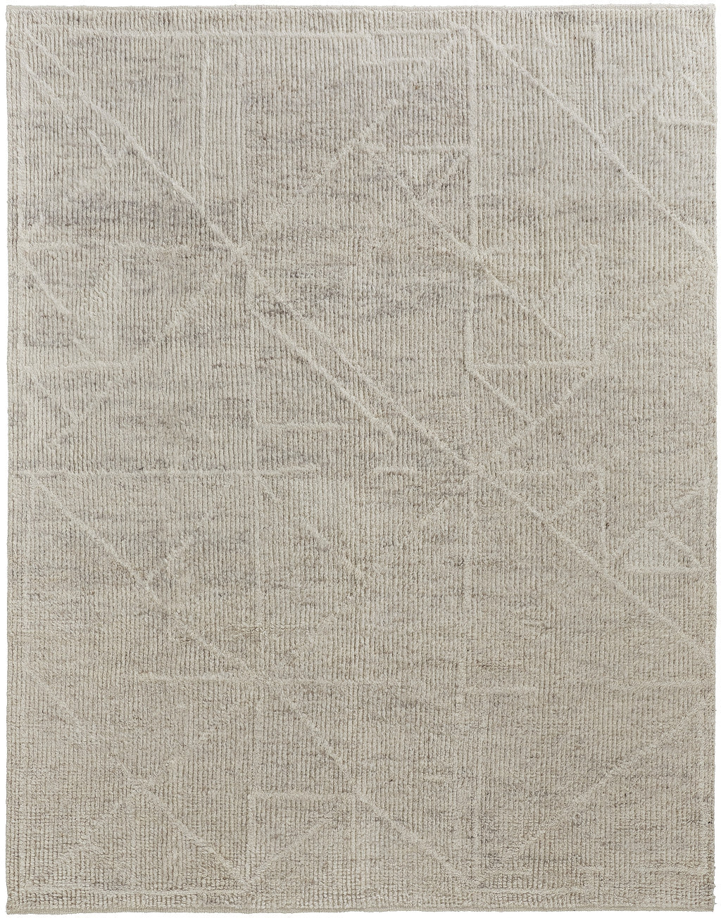Luxurious Stain-Resistant Hand-Knotted Tan Wool Area Rug for Any Space
