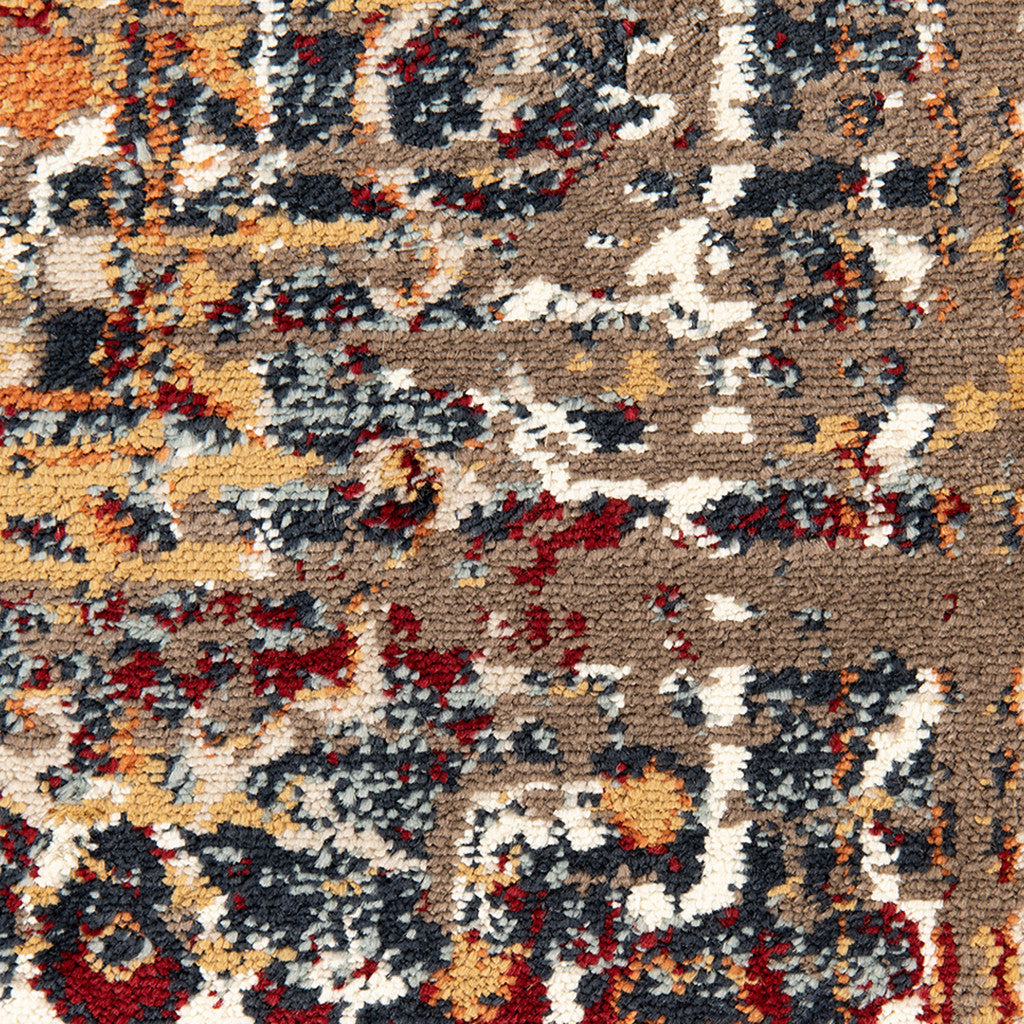 Gorgeous Ivory, Red & Orange Medallion Area Rug - Stain-Resistant for Family Homes