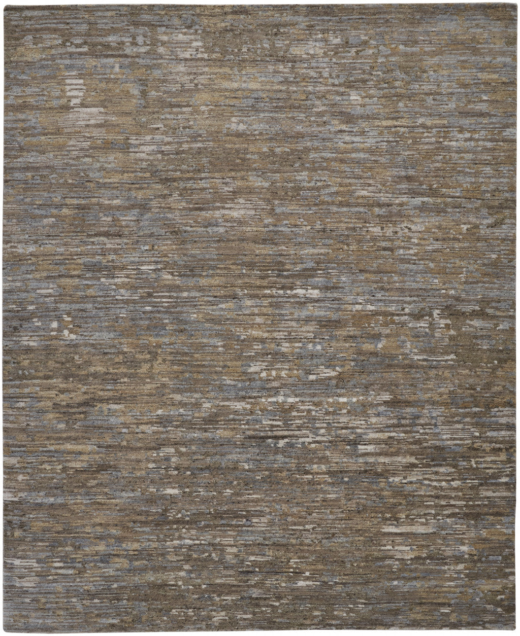 Unique Hand-Knotted Brown and Ivory Abstract Area Rug for Warm Home Decor