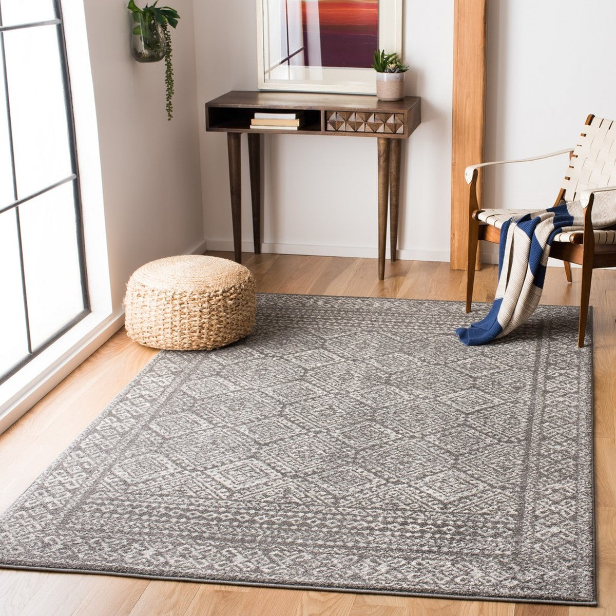 Stylish Transitional Power Loomed Area Rug - 60% Polypropylene, 40% Jute from Turkey