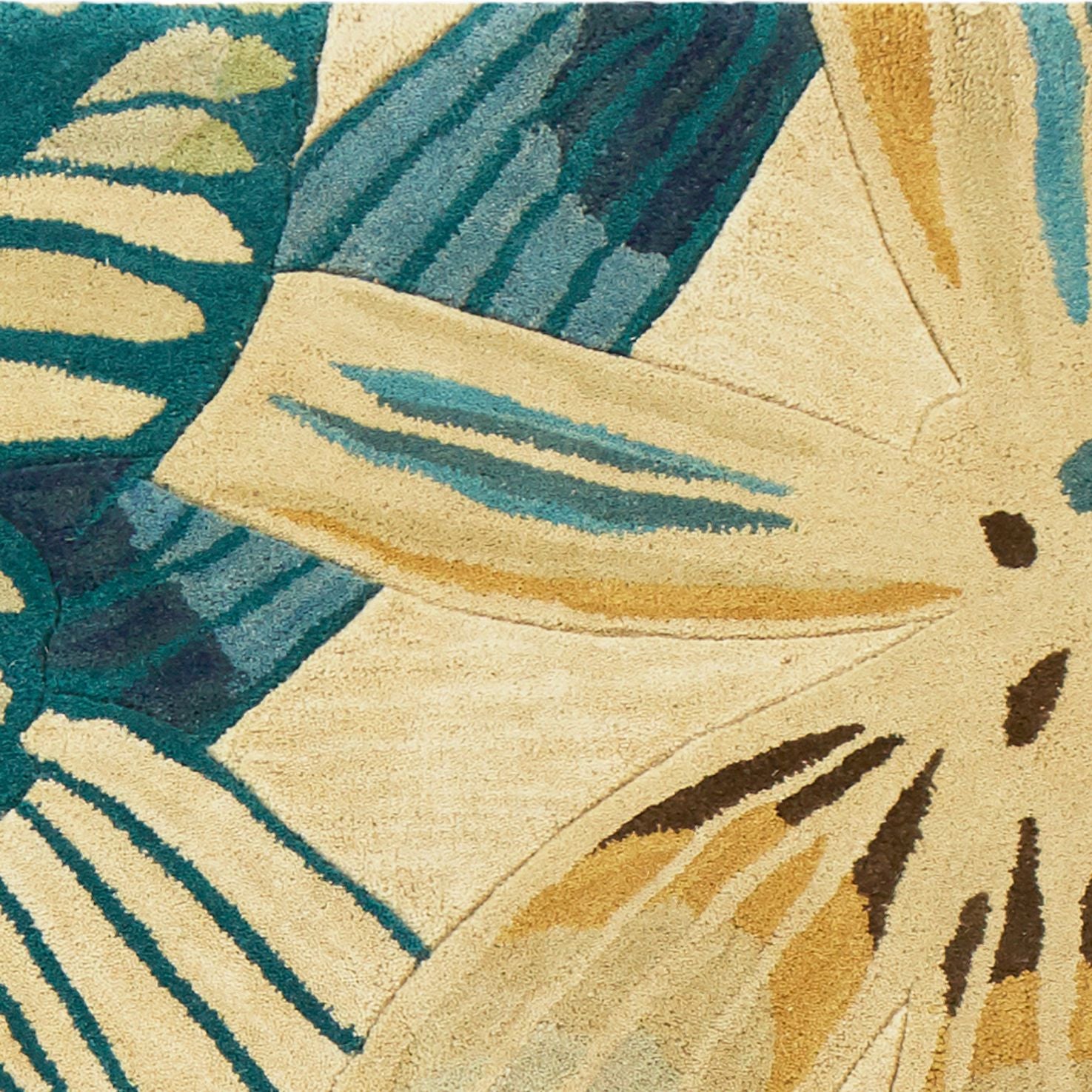 Exquisite Hand-Tufted Ivory & Teal Wool Nassau Rug for Modern Home Decor