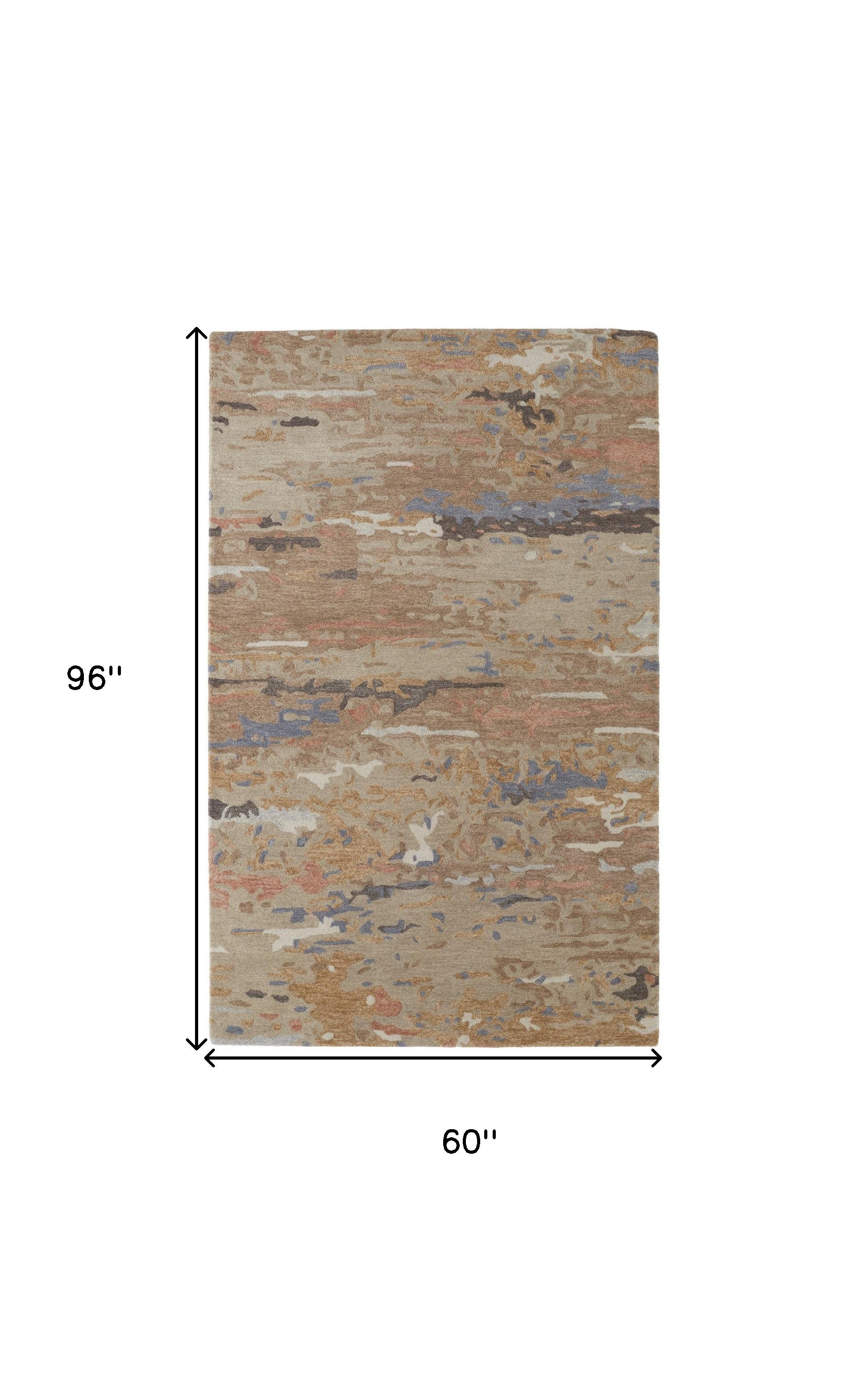 Stain-Resistant Plush Wool Abstract Area Rug for Family Homes with Kids & Pets