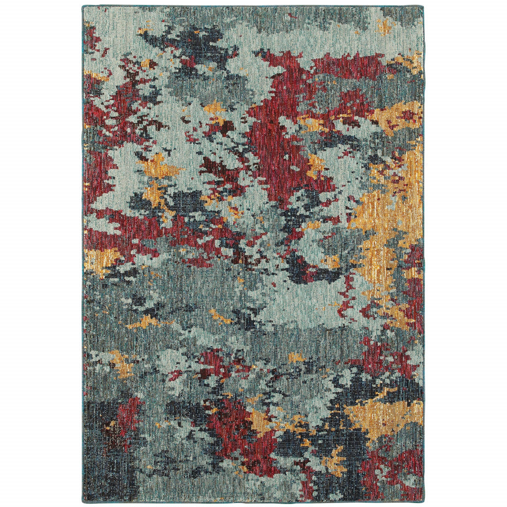 Stain-Resistant Blue Abstract Power Loom Rectangular Area Rug for Enhanced Home Comfort and Stylish Interior Decoration