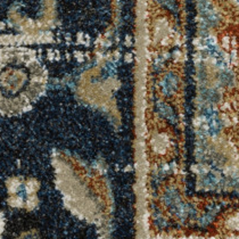 Beige, Blue, Green, Rust & Grey Stain-Resistant Oriental Runner Rug for Homes
