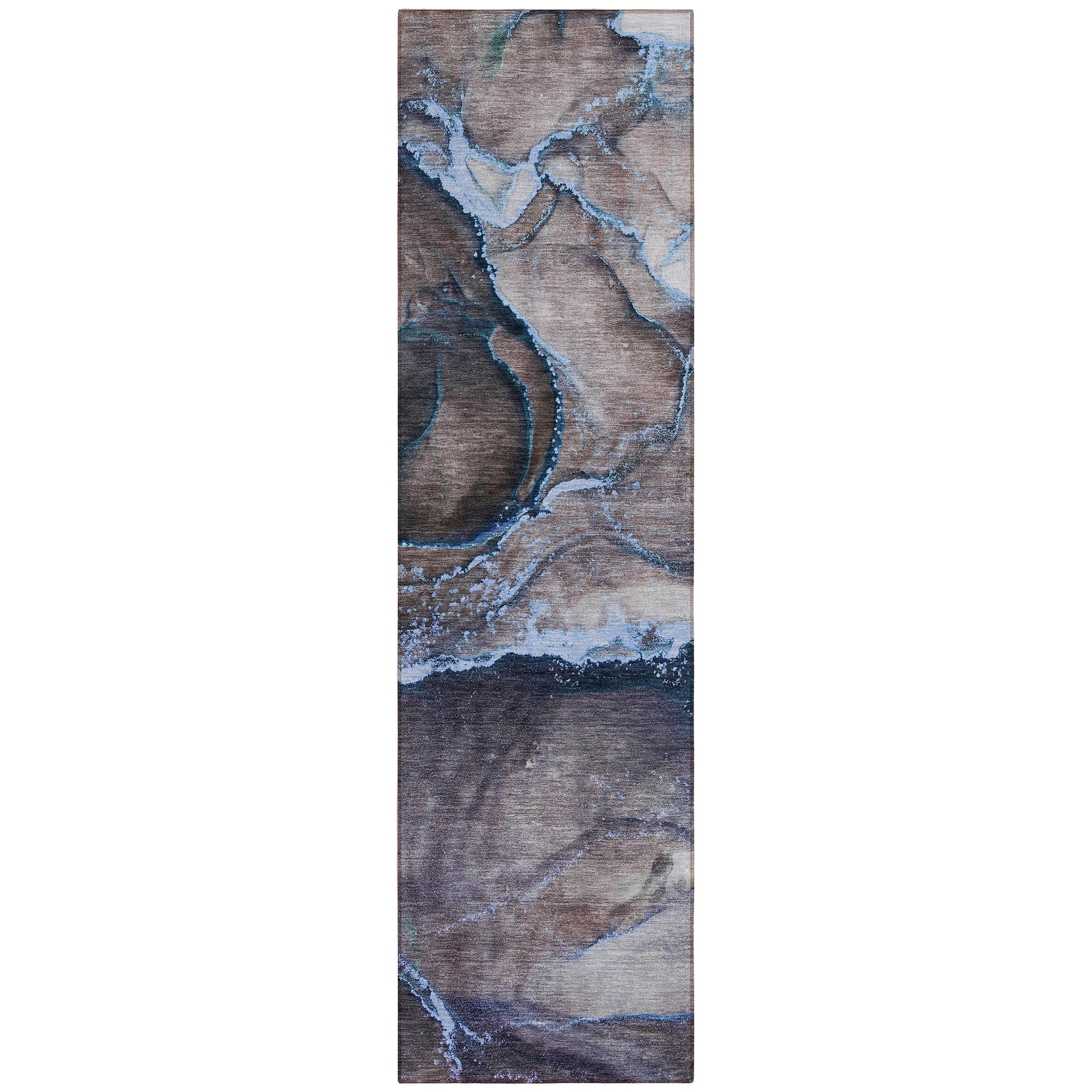 Stylish Peach Abstract Washable Non-Skid Runner Rug for Indoor/Outdoor Use