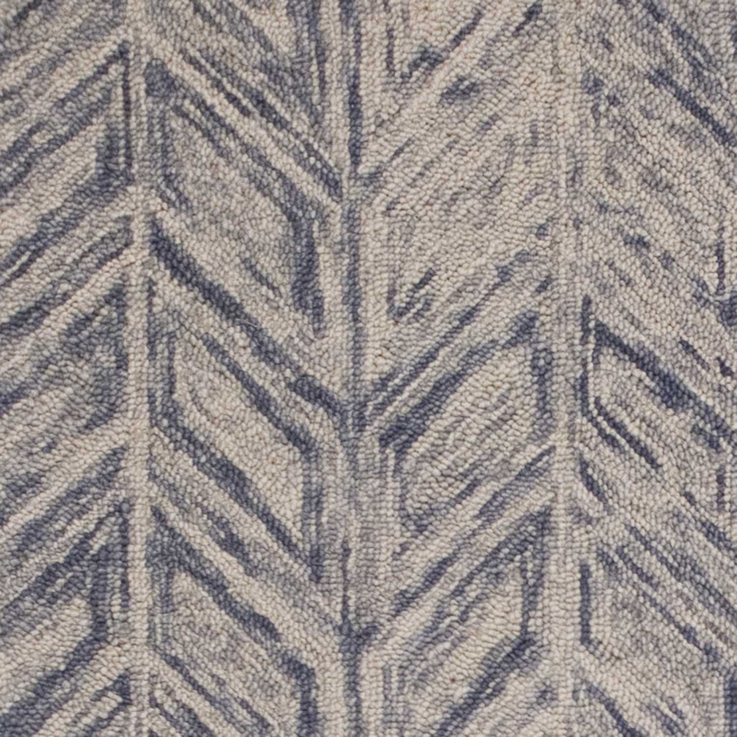 Luxurious Hand-Hooked 100% Wool Blue Heather Herringbone Area Rug for Modern Homes
