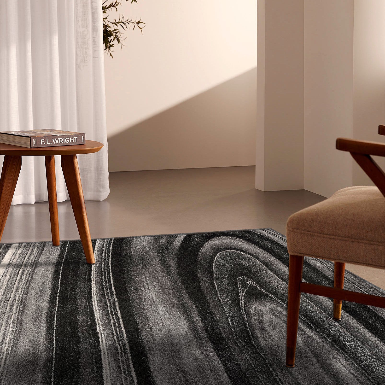 Stylish Dark Gray Abstract Illusional Modern Area Rug for Interior Decoration - Elevate Your Living Space with Contemporary Luxury and Comfort