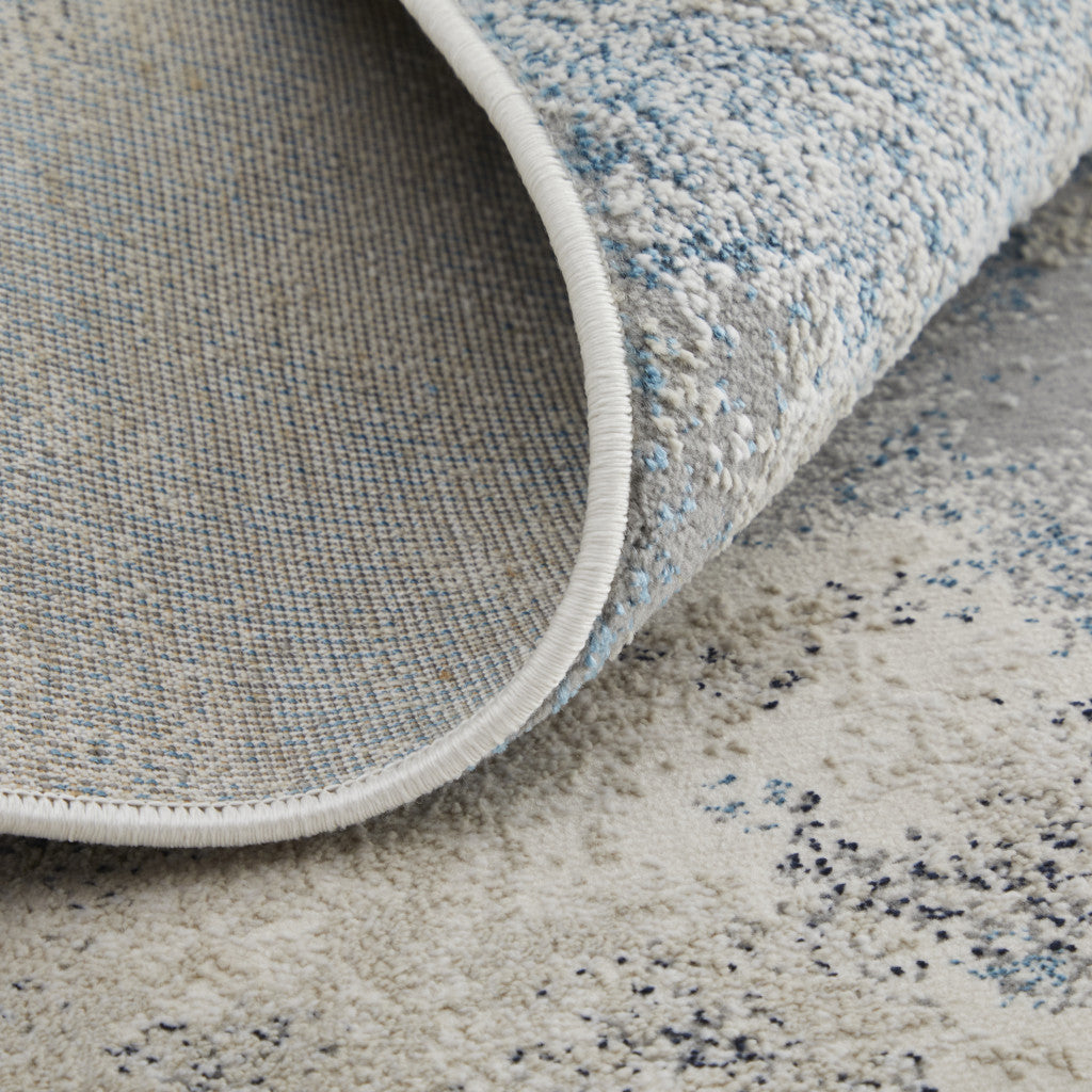 Stylish and Stain-Resistant Blue Abstract Polyester Area Rug for Comfortable Living Spaces