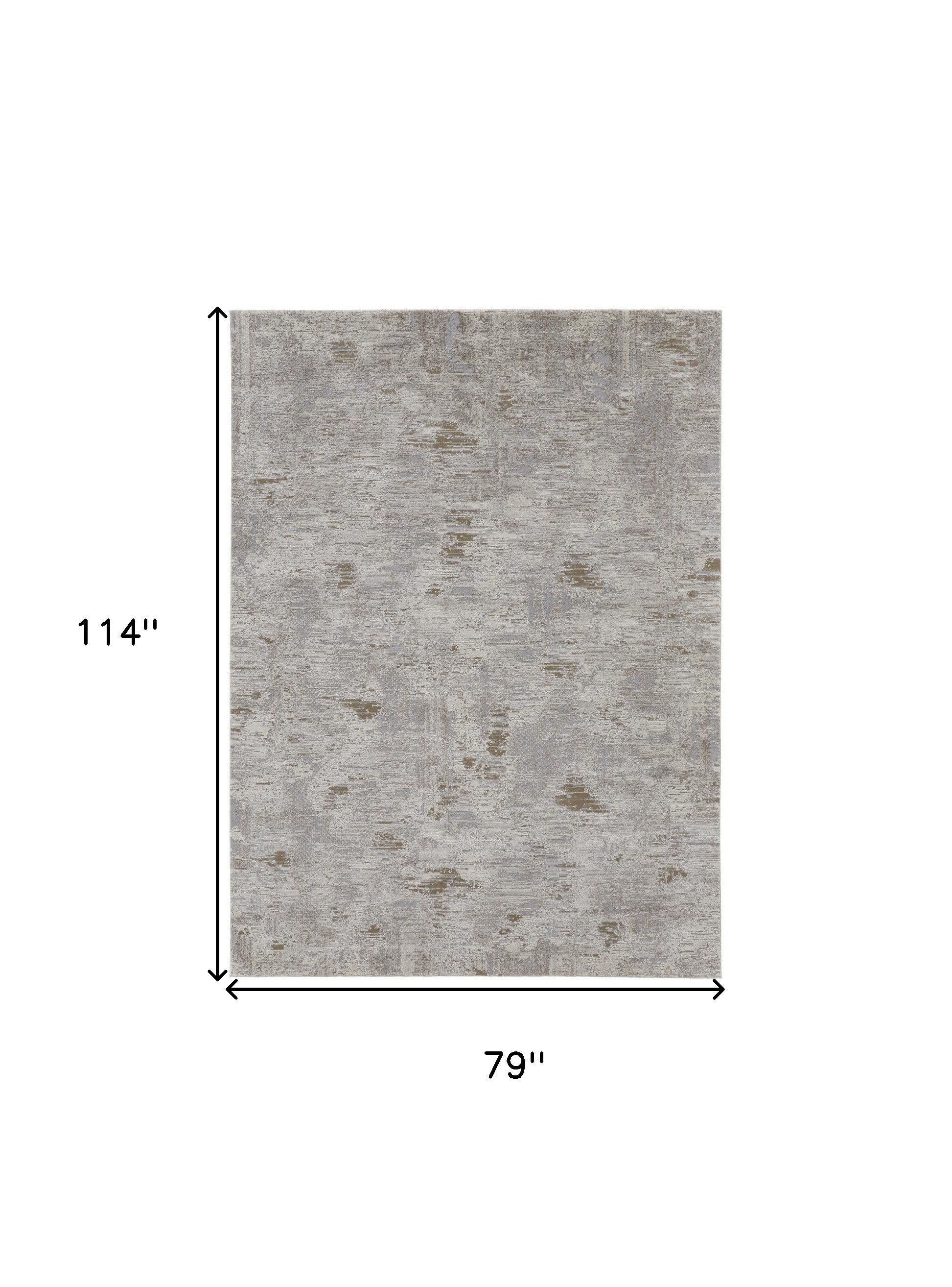 Stylish Distressed Abstract Area Rug with Gray and Ivory Design, Stain-Resistant, Ideal for 4x6 ft Space for Enhanced Comfort