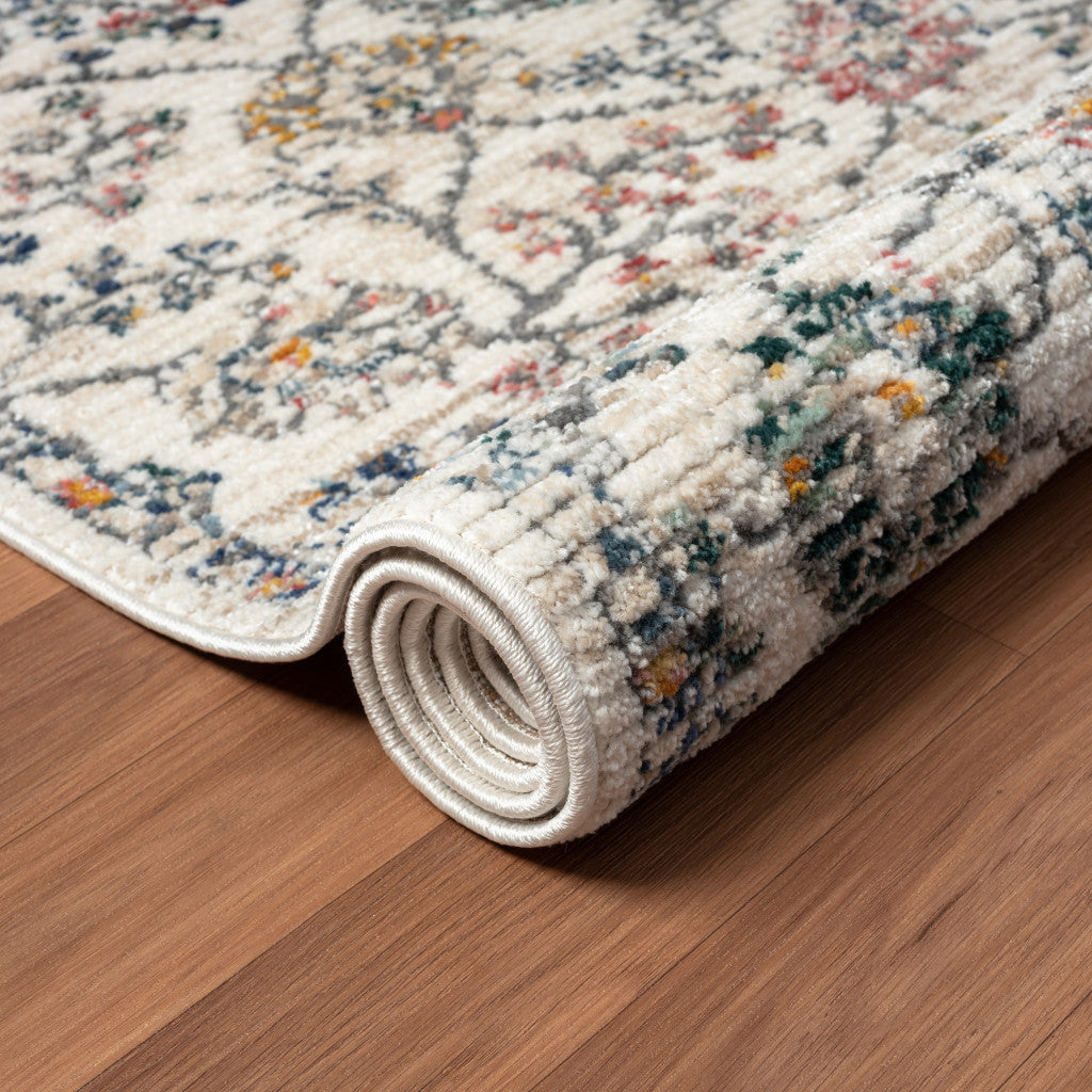 Exquisite Ivory Floral Turkish Area Rug for Timeless and Elegant Home Decor and Added Warmth