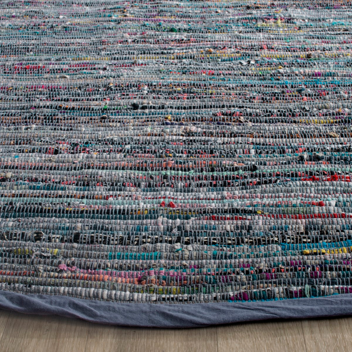 Chic Hand-Woven Cotton Pile Rag Rug: Colorful Artisanal Design for Casual Areas