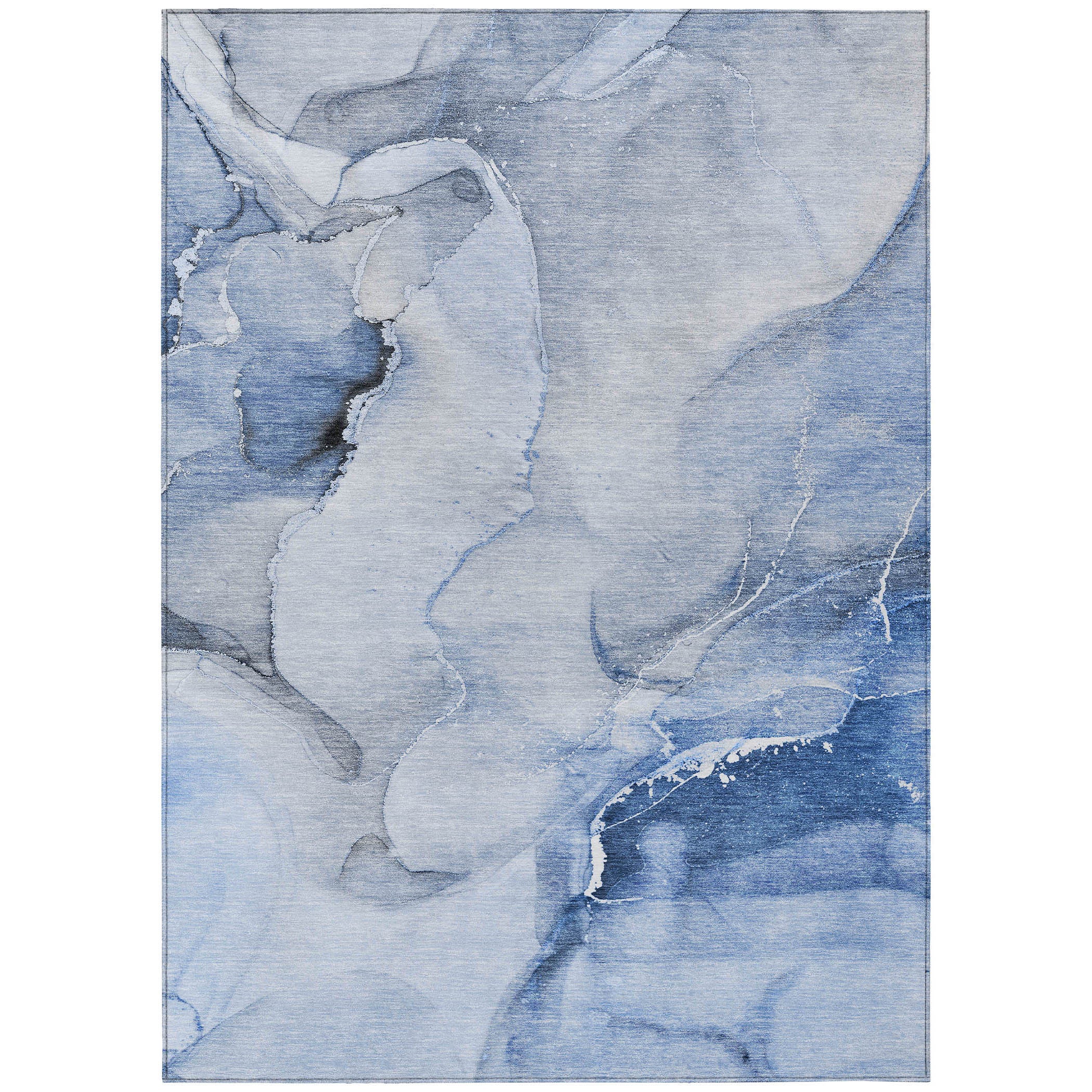 Washable Indoor-Outdoor Gray & Ivory Abstract Runner Rug, Stain-Resistant for Homes with Kids & Pets
