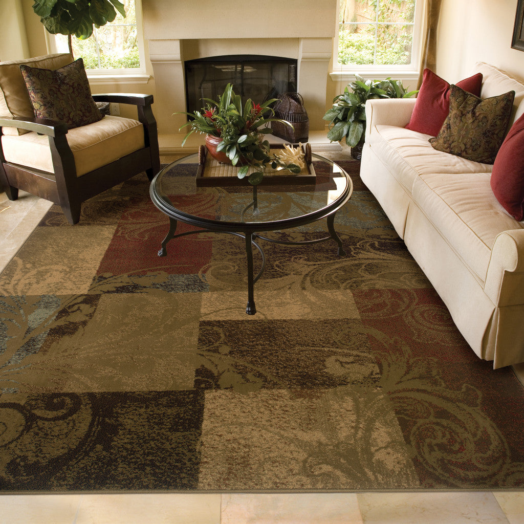 Stain-Resistant Indoor Geometric Area Rug with Striking Green and Red Design for Elegant and Cozy Living Spaces