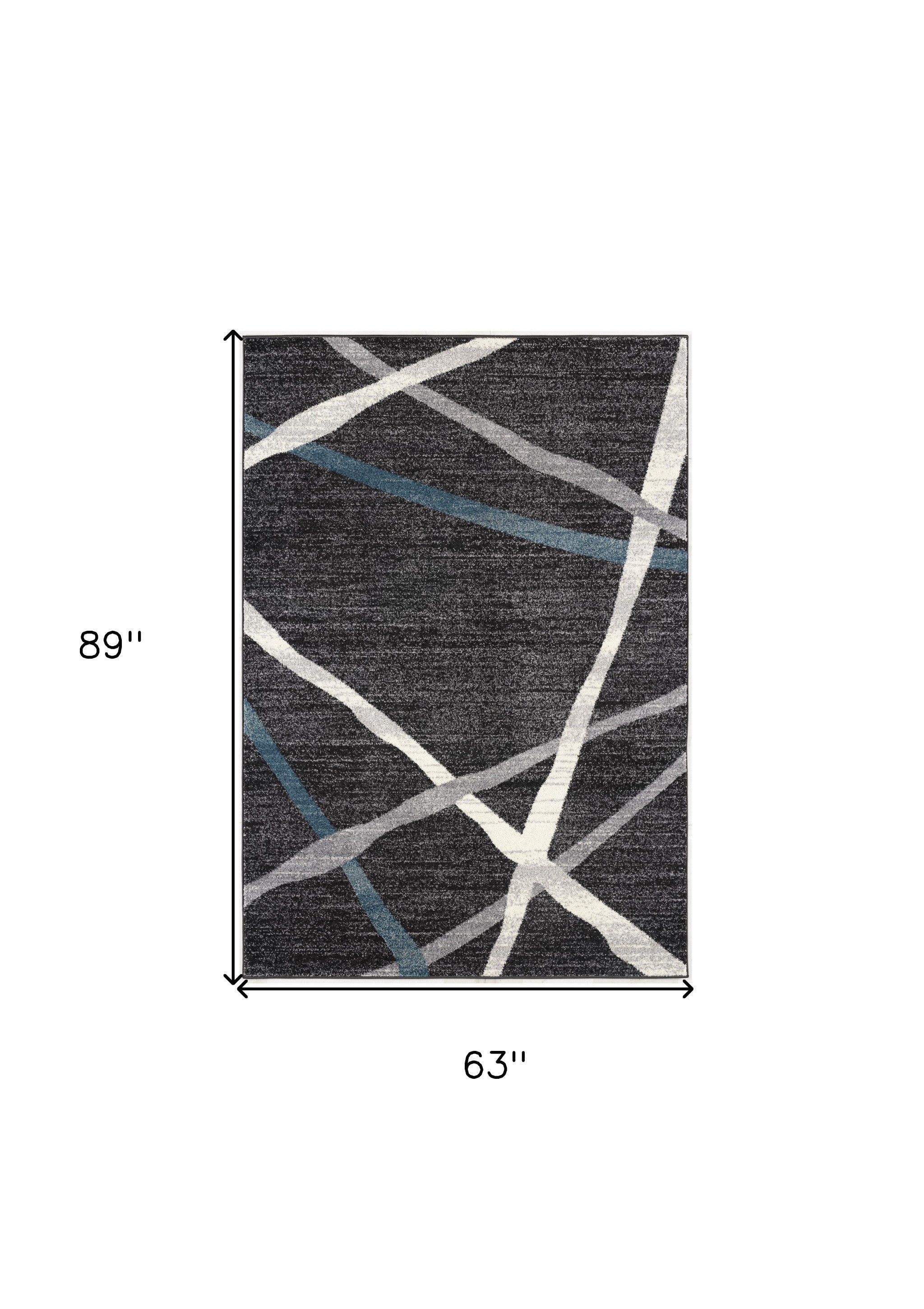 Distressed Black and Gray Abstract Polypropylene Area Rug - Luxurious, Durable, and Stylish for Contemporary Modern Homes