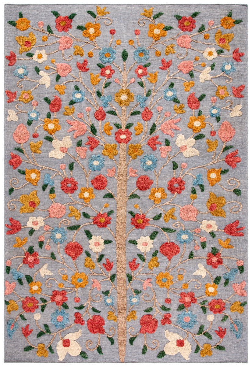 Luxurious India-made Hand-Knotted Kenya Country & Floral Rug - 80% Wool, 20% Cotton, 0.31' Pile