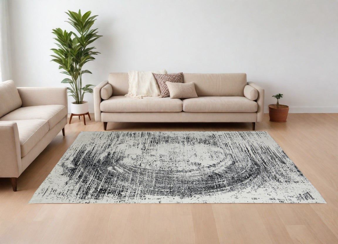 Exquisite Hand-Woven Gray Abstract Area Rug for Comfortable and Stylish Spaces