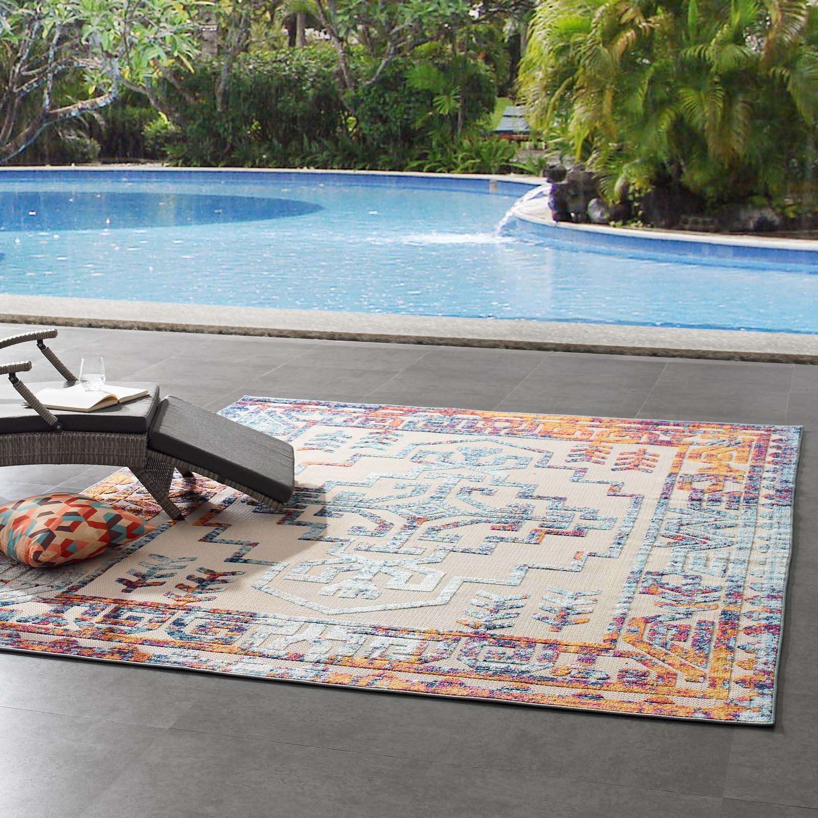 Stylish and Durable Reflect Nyssa Distressed Geometric Southwestern Aztec Indoor and Outdoor Area Rug for Easy Cleaning