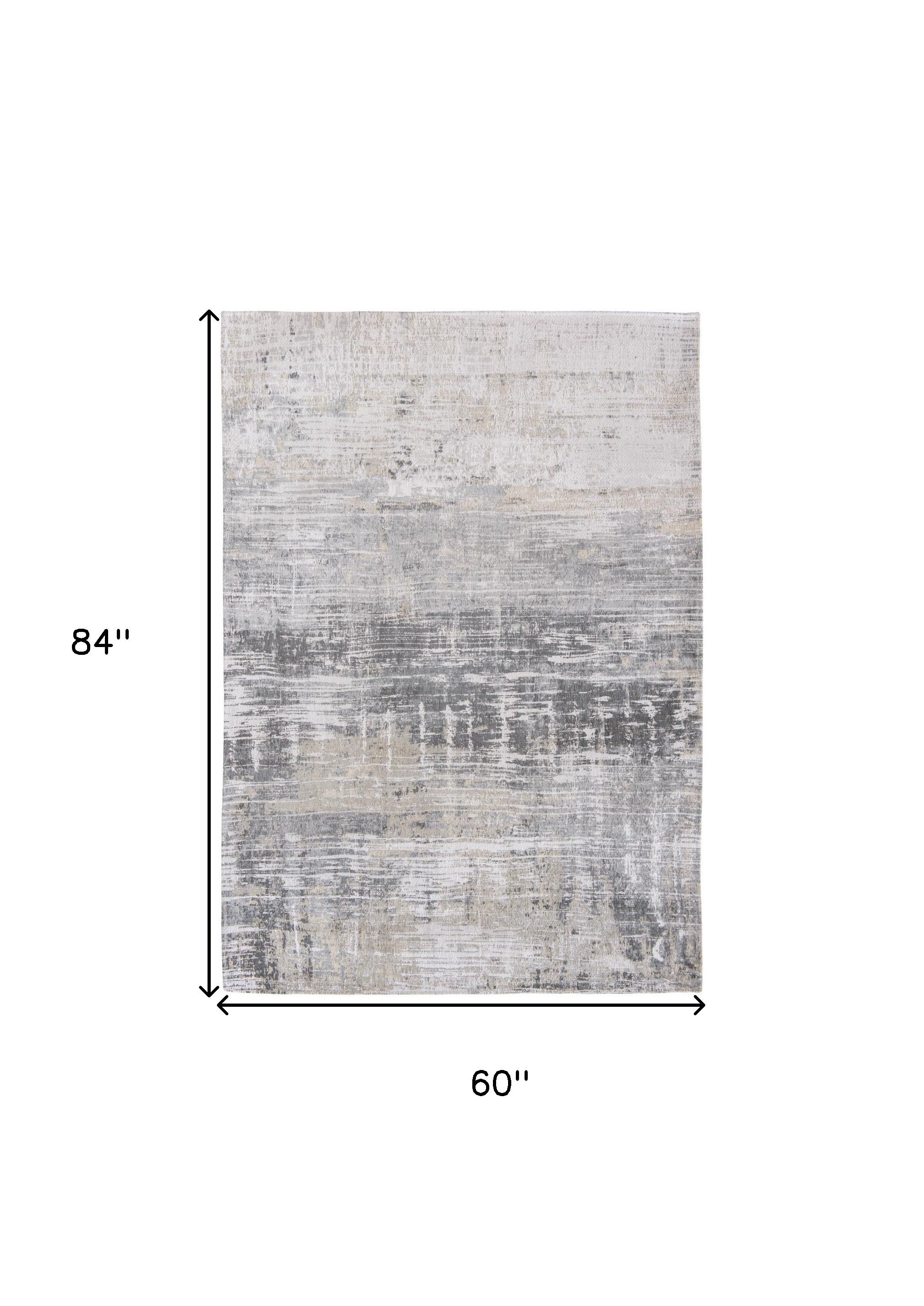 Stylish and Functional 6-Foot by 8-Foot Gray and White Abstract Non-Slip Area Rug for Enhancing Modern Home Decor