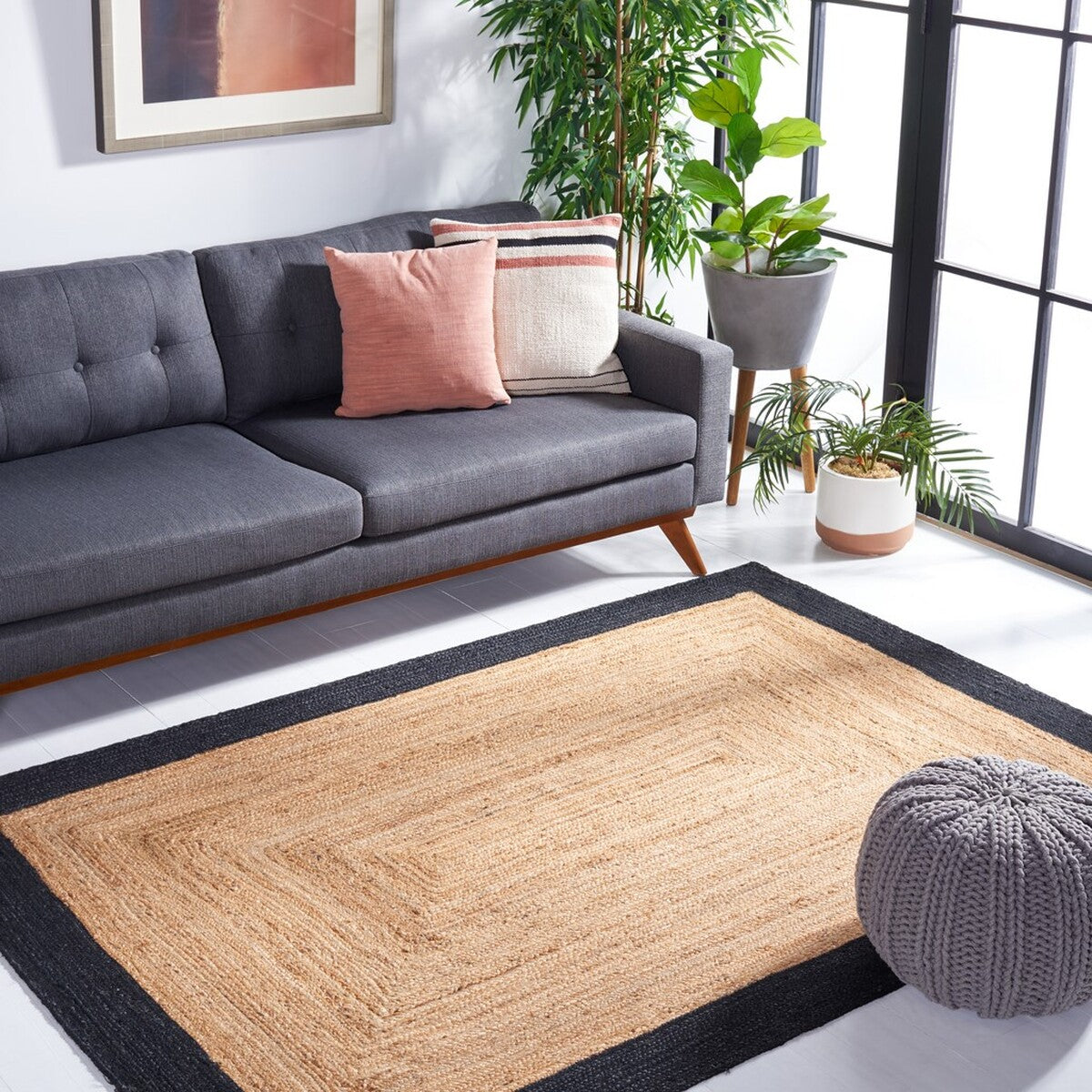 Stylish Eco-Friendly Flat Weave Rug Made of Jute and Cotton for Home Décor