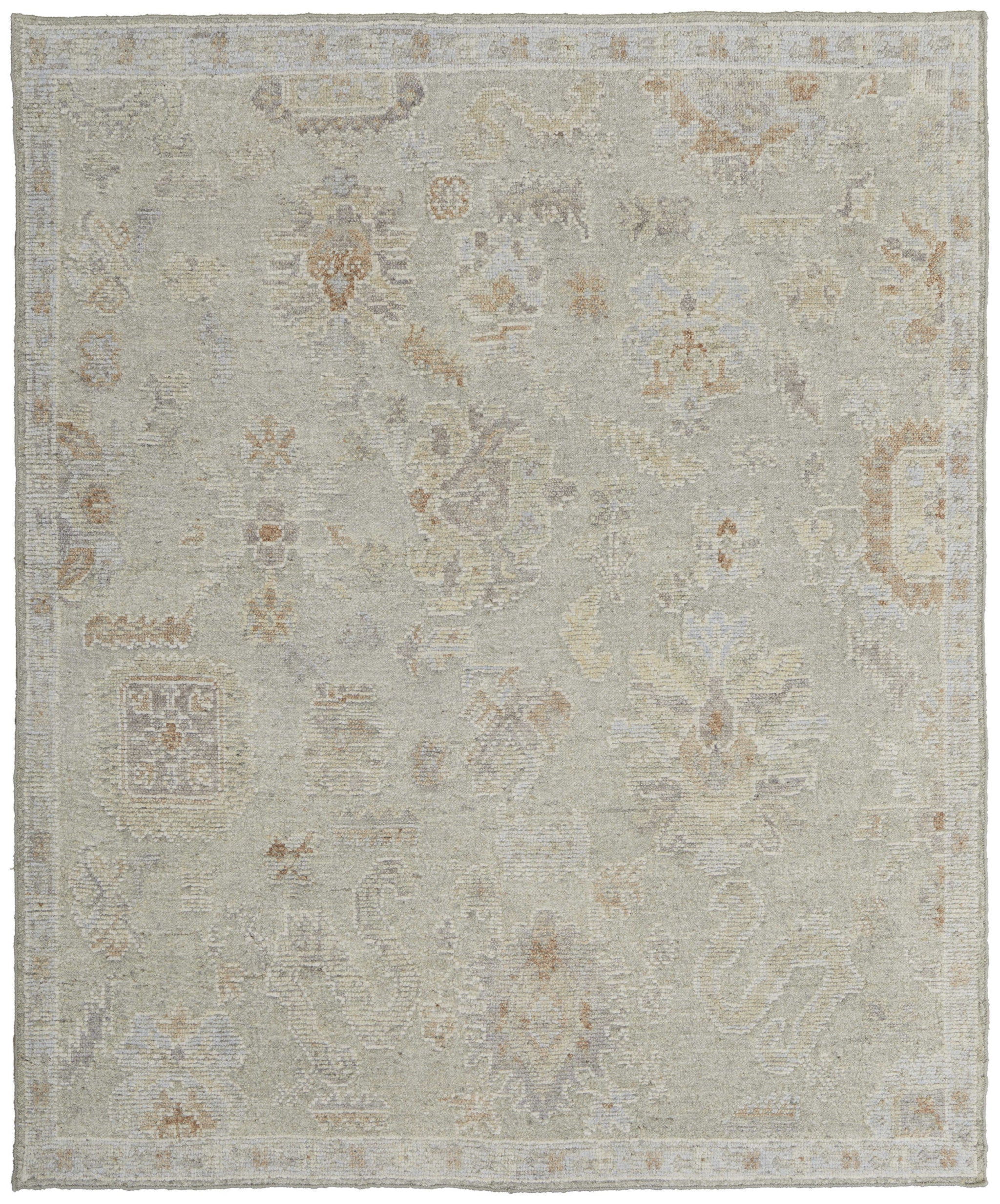 Exquisite Hand-Knotted Gray and Brown Wool Floral Area Rug for Stylish Homes