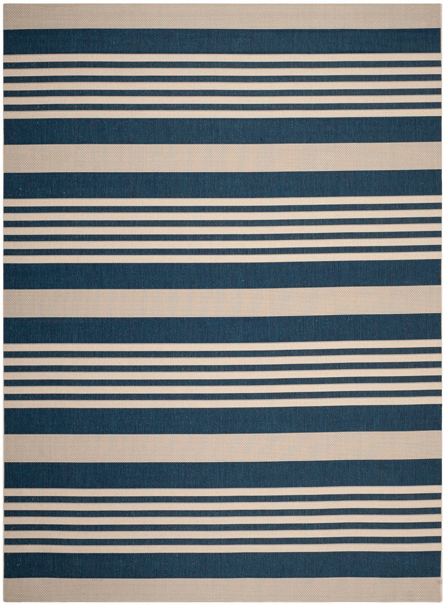 Stylish Courtyard Indoor/Outdoor Power-Loomed Rug with Bold Stripes, Durable & Easy-Clean
