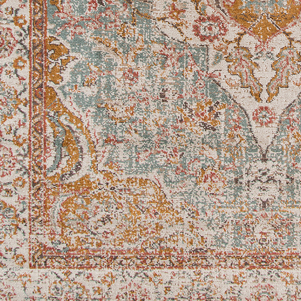 Stylish Ivory, Navy & Yellow Oriental Area Rug - Ideal for Family Homes with Kids & Pets