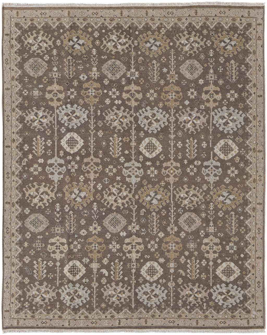 Exquisite Hand-Knotted Gray and Ivory Oriental Wool Area Rug with Fringe - Stain-Resistant and Timeless Decor Piece
