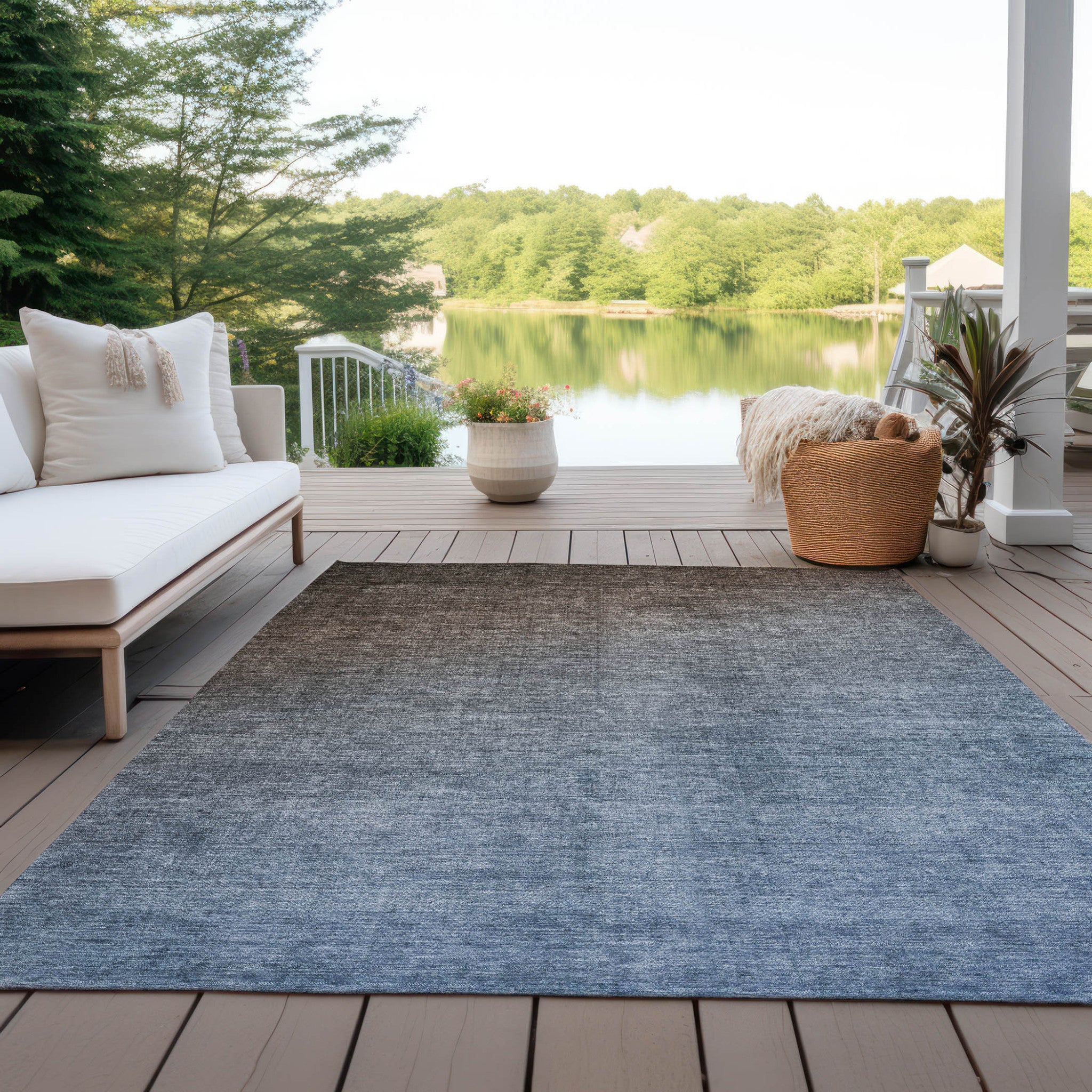 Stylish Ombre Teal and Red Orange Washable and Stain - Resistant Runner Outdoor Rugs for Both Indoor and Outdoor Decor