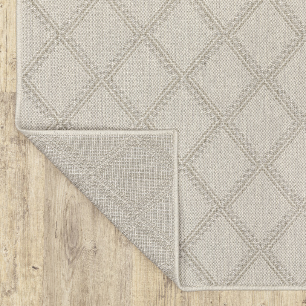 Stylish Gray and Ivory Geometric Stain - Resistant Rug for Indoors and Patios