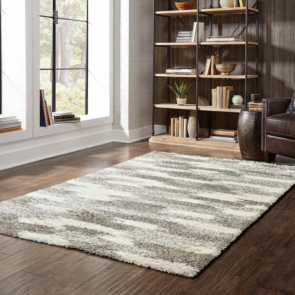 Exquisitely Stylish Contemporary Indoor Gray and Ivory Geometric Pattern Runner Area Rug for a Touch of Elegance