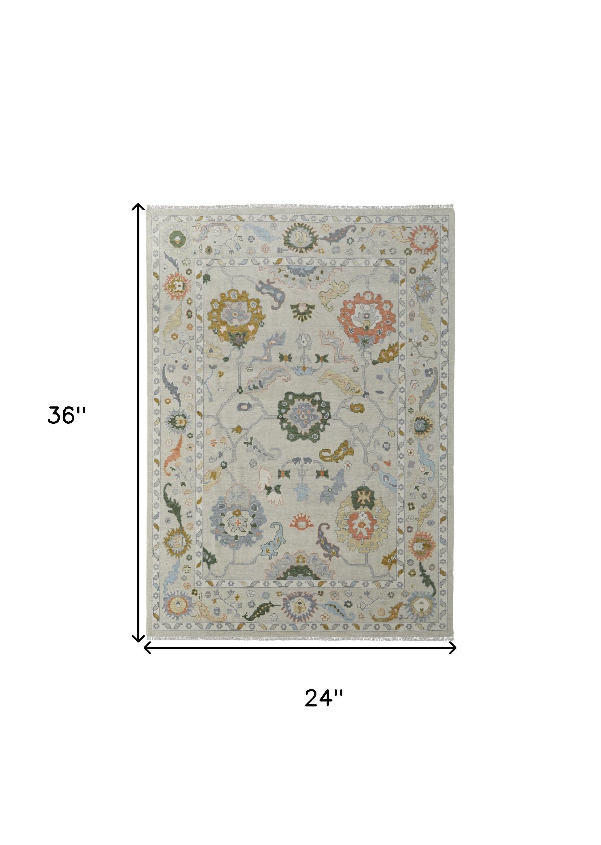 Stain-Resistant Hand-Knotted Gray and Gold Floral Area Rug for Timeless Home Decor