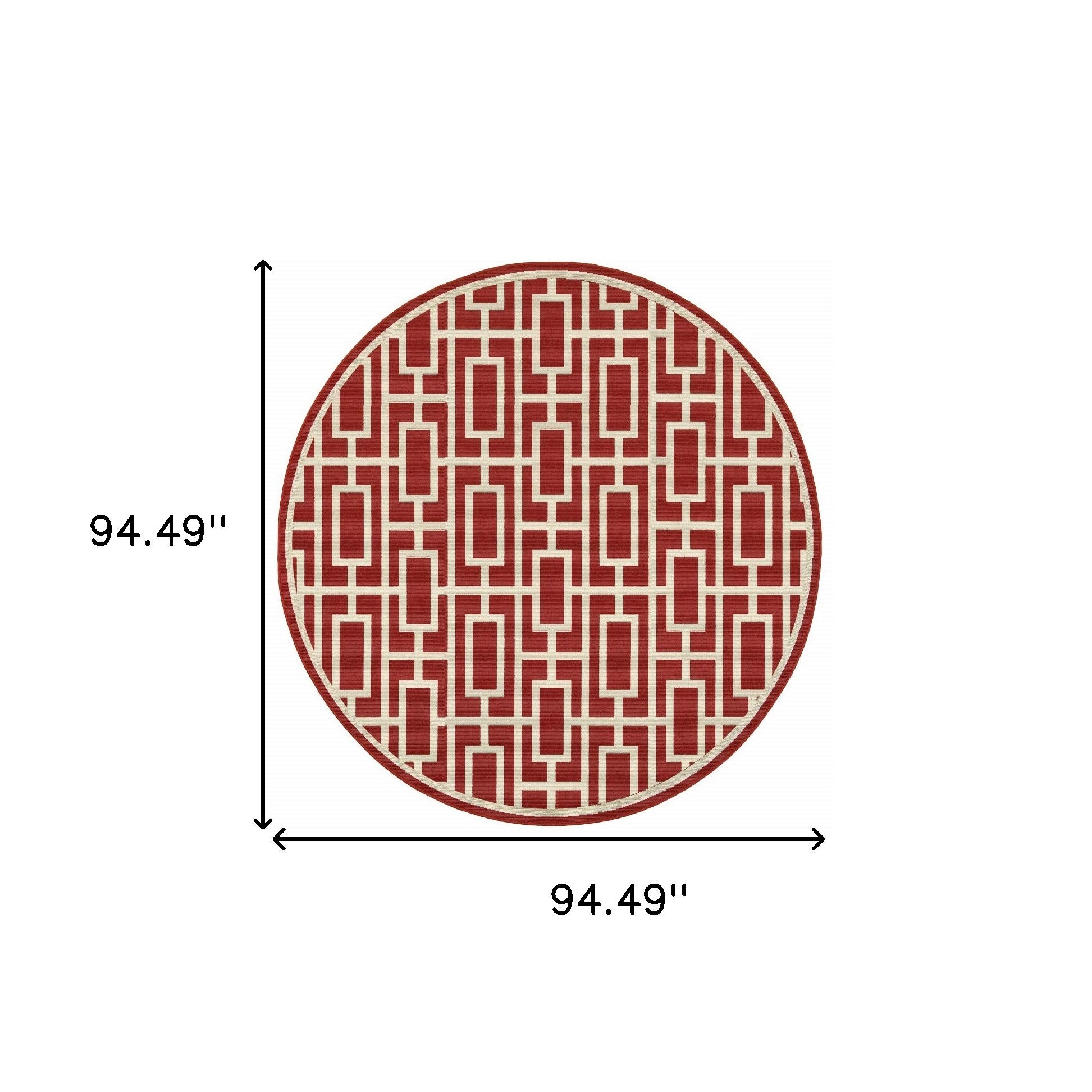 Stain-Resistant Red and Ivory Geometric Outdoor Rug for Stylish Indoor Spaces