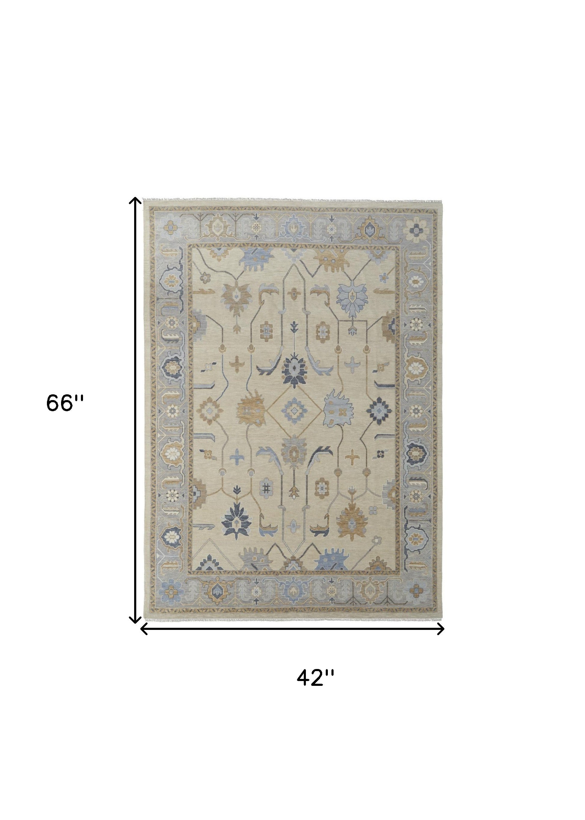 Stylish and Stain-Resistant Hand-Knotted Gray and Blue Floral Area Rug for Home Decor