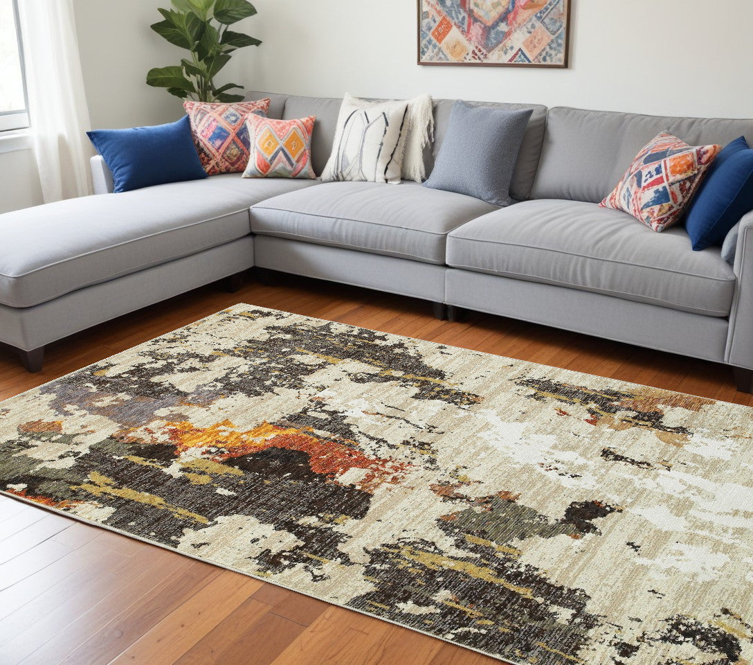 Stylish and Durable Modern Beige & Black Area Rug for Home Decor