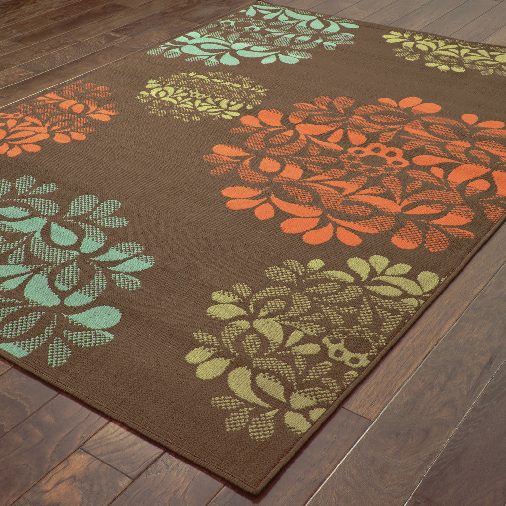 5x8 Feet Stain-Resistant Floral Outdoor Rug for Indoor & Outdoor Elegance