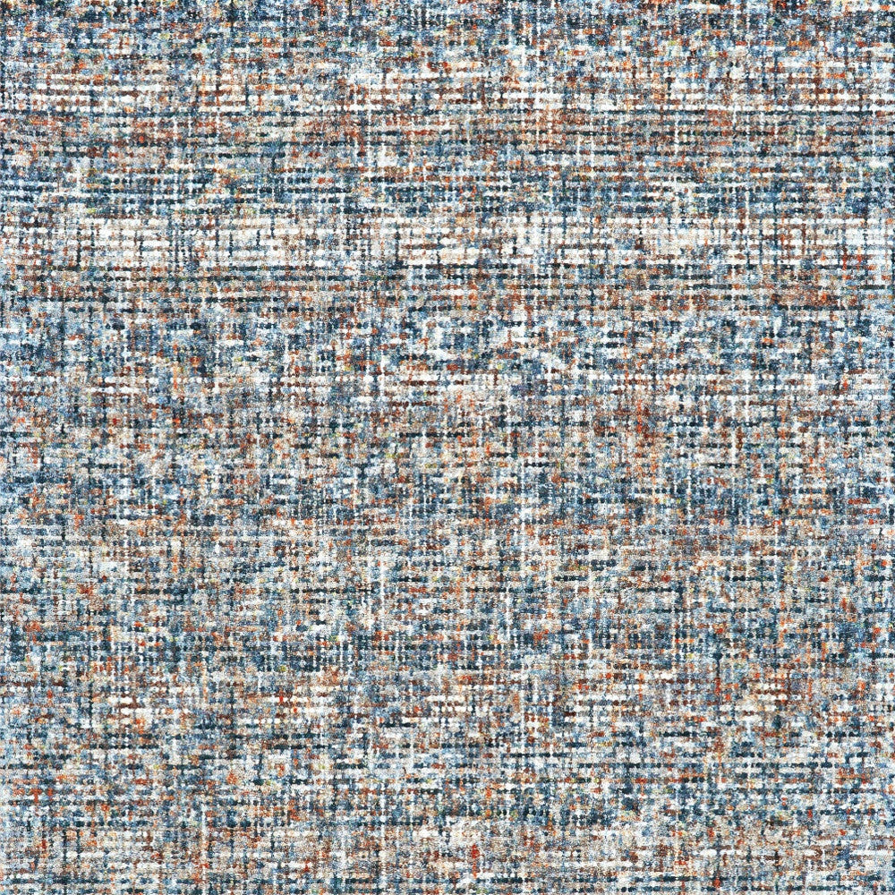 Exquisite Handmade Area Rug in Blue, Ivory, and Orange Plaid Design for Stylish Home Decor and Enhanced Comfort