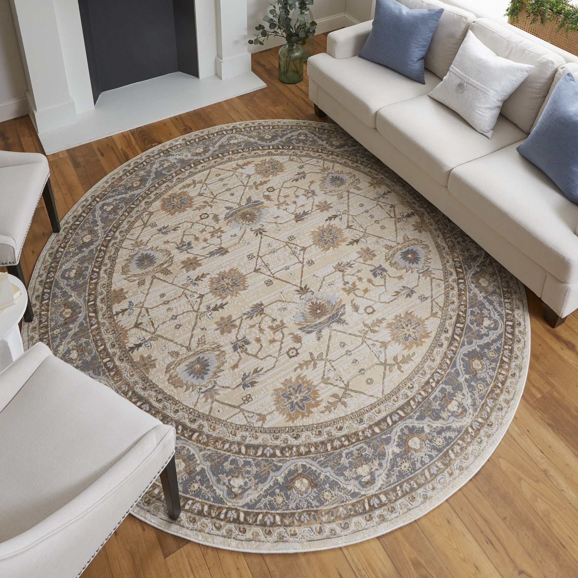 Celene Vintage-Inspired Floral Area Rug with Elegant Power Loomed Design in a Warm and Neutral Color Palette, Ideal for Any Living Space
