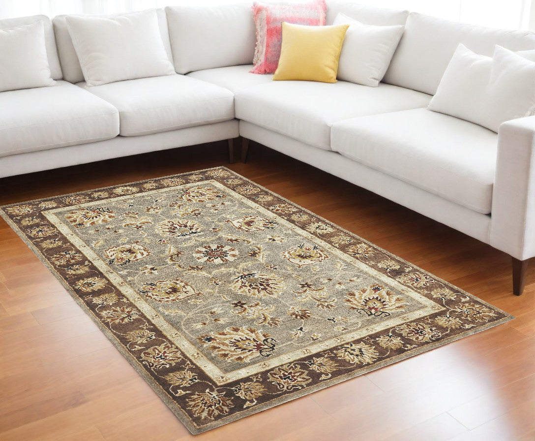Exquisite Hand-Tufted Luxury Area Rug in Stylish Grey and Mocha Tones - Add a Touch of Timeless Sophistication to Your Home Decor